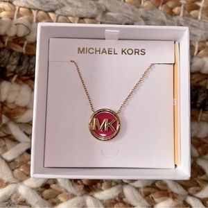 Michael Kors MK Pink/Gold Enamel Necklace